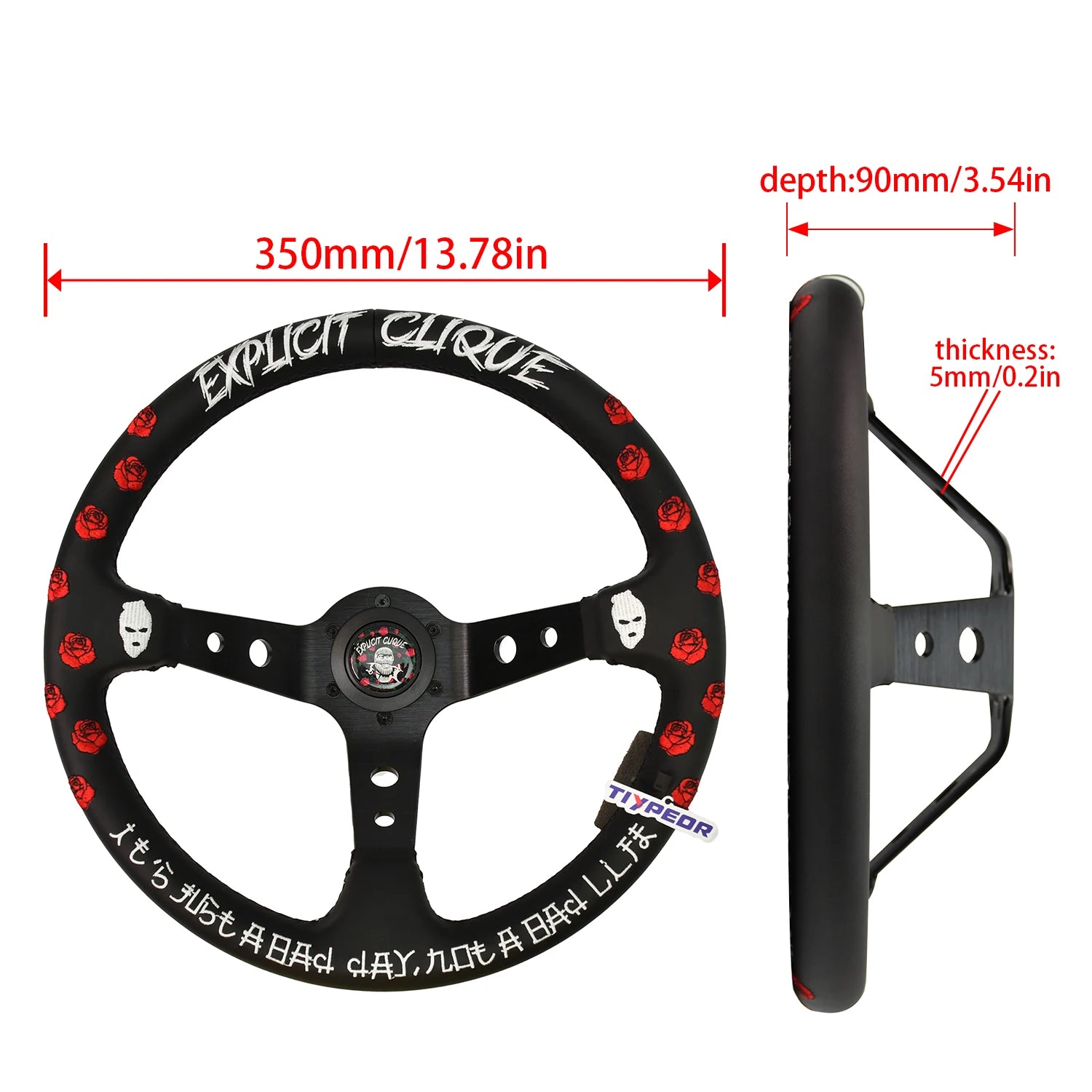JDM Style Lenkrad – Stickerei Rose – Custom Drift Look