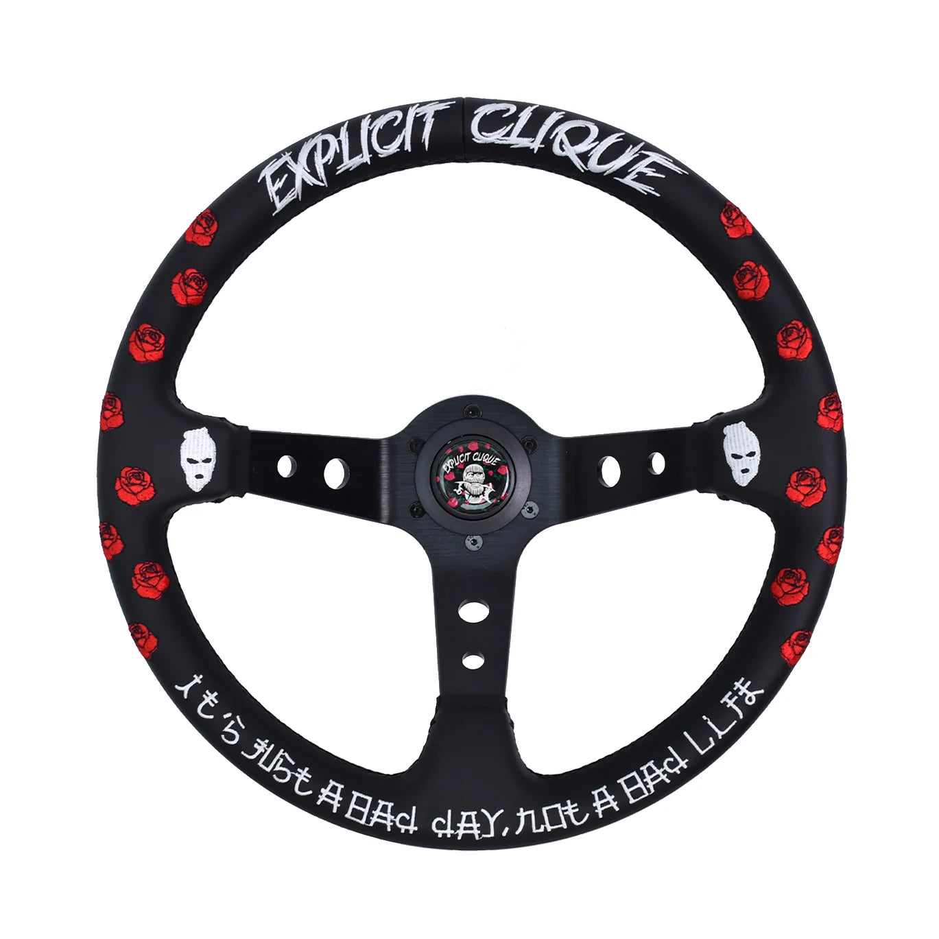 JDM Style Lenkrad – Stickerei Rose – Custom Drift Look