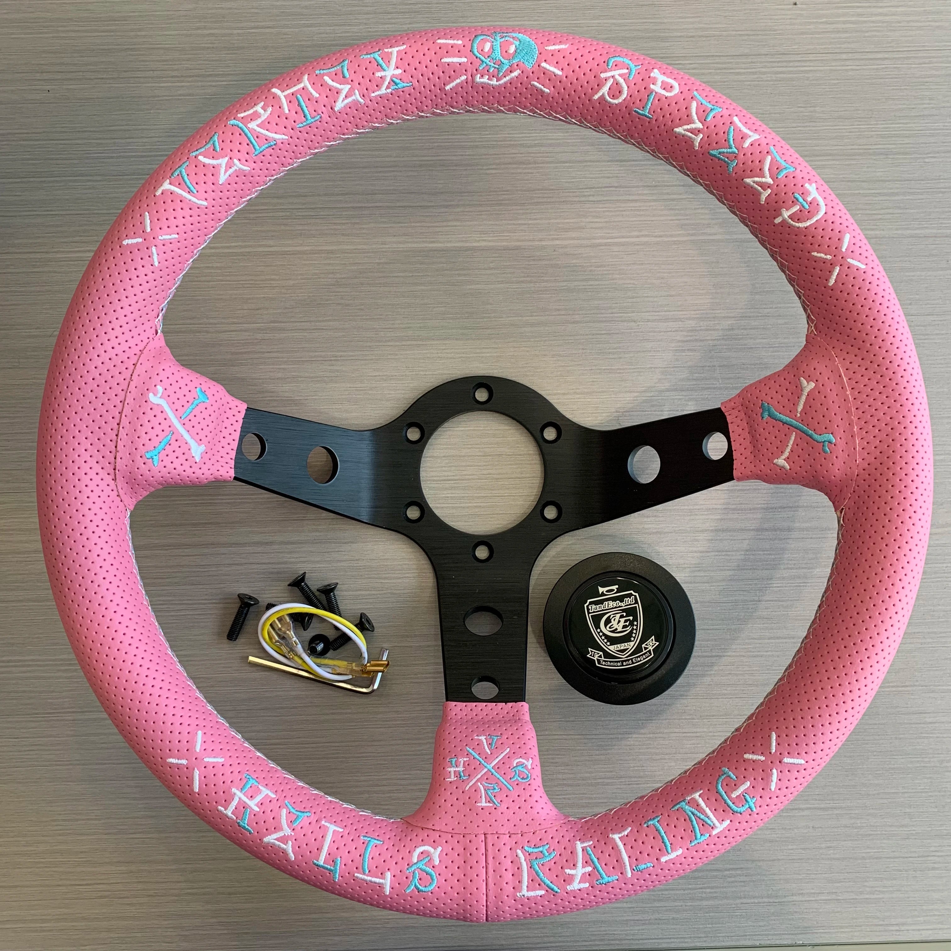 JDM Vertex Lang Lenkrad – Pink Leder – Redesign